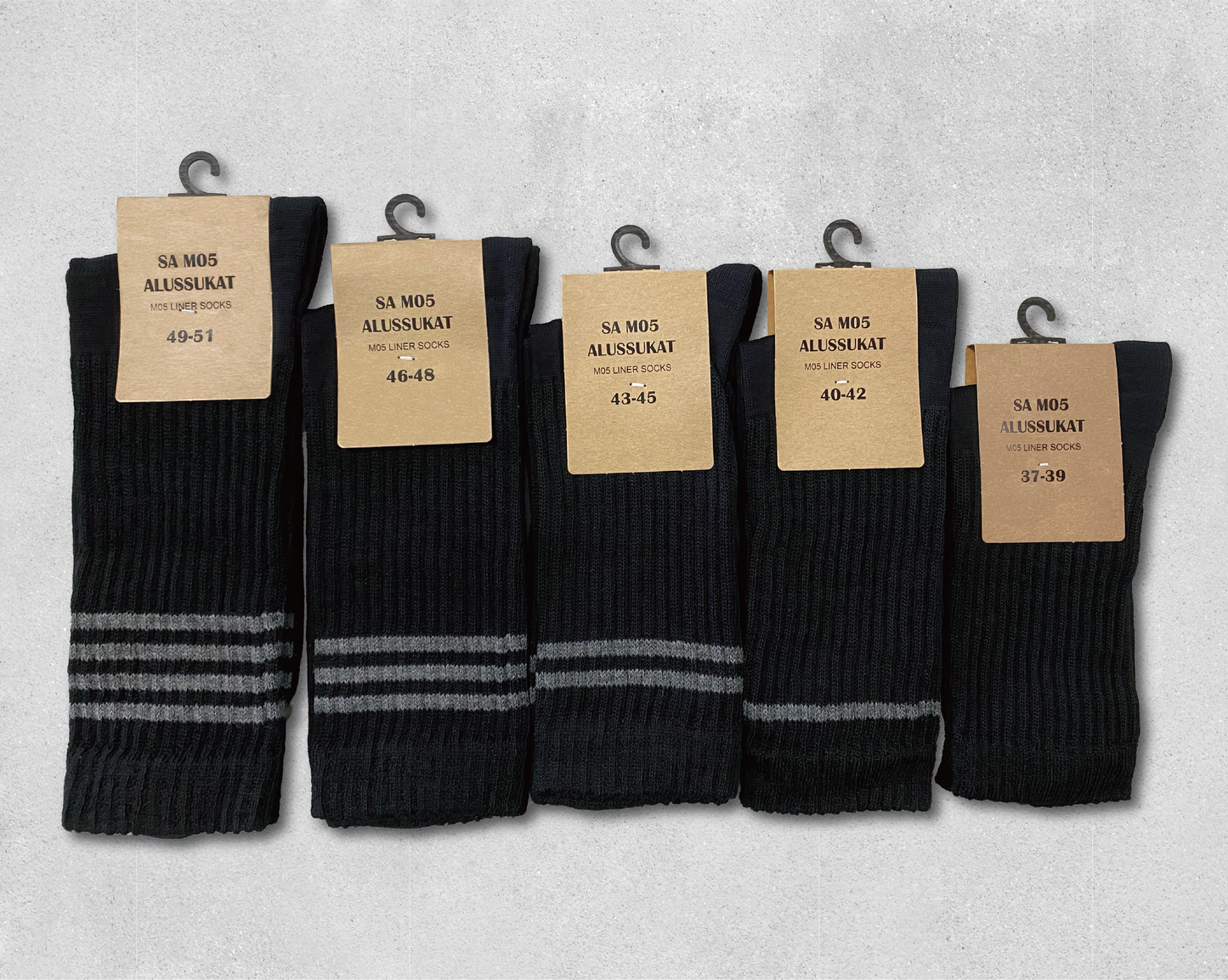 SA M05 merino wool smooth weave multilayer baseline sock-black