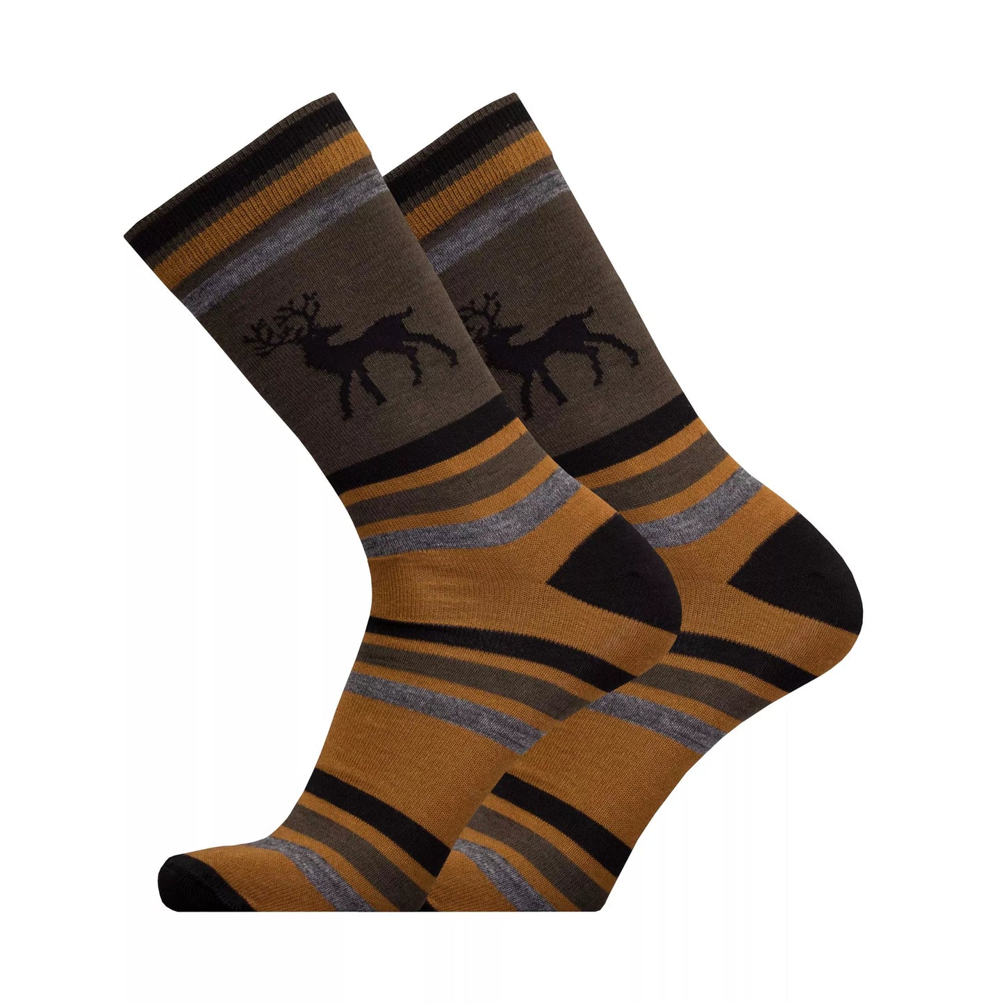 Deer - merino wool sock-ocher