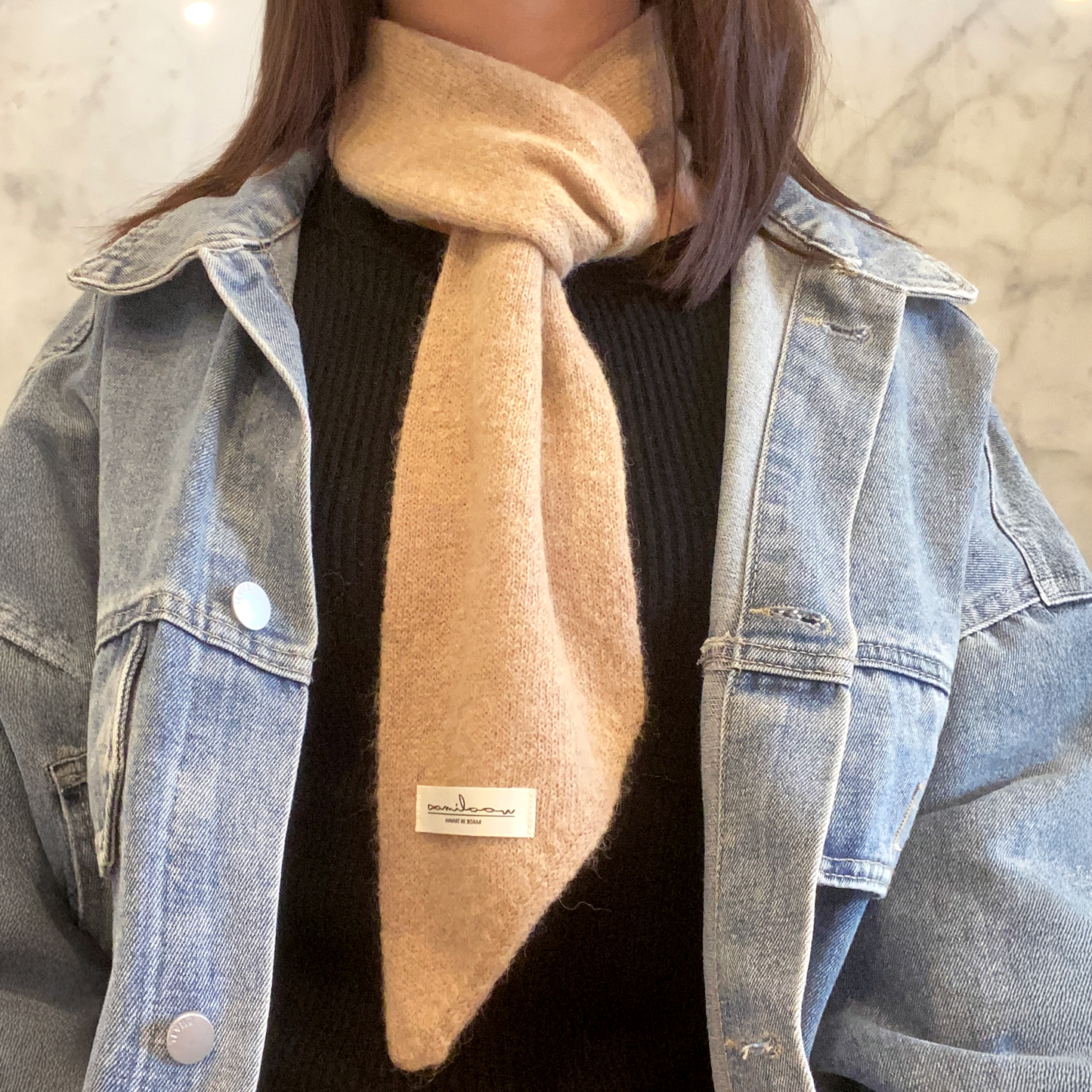 Apricity Alpaca Merino bias neckerchief 斜角小領巾（摩卡）