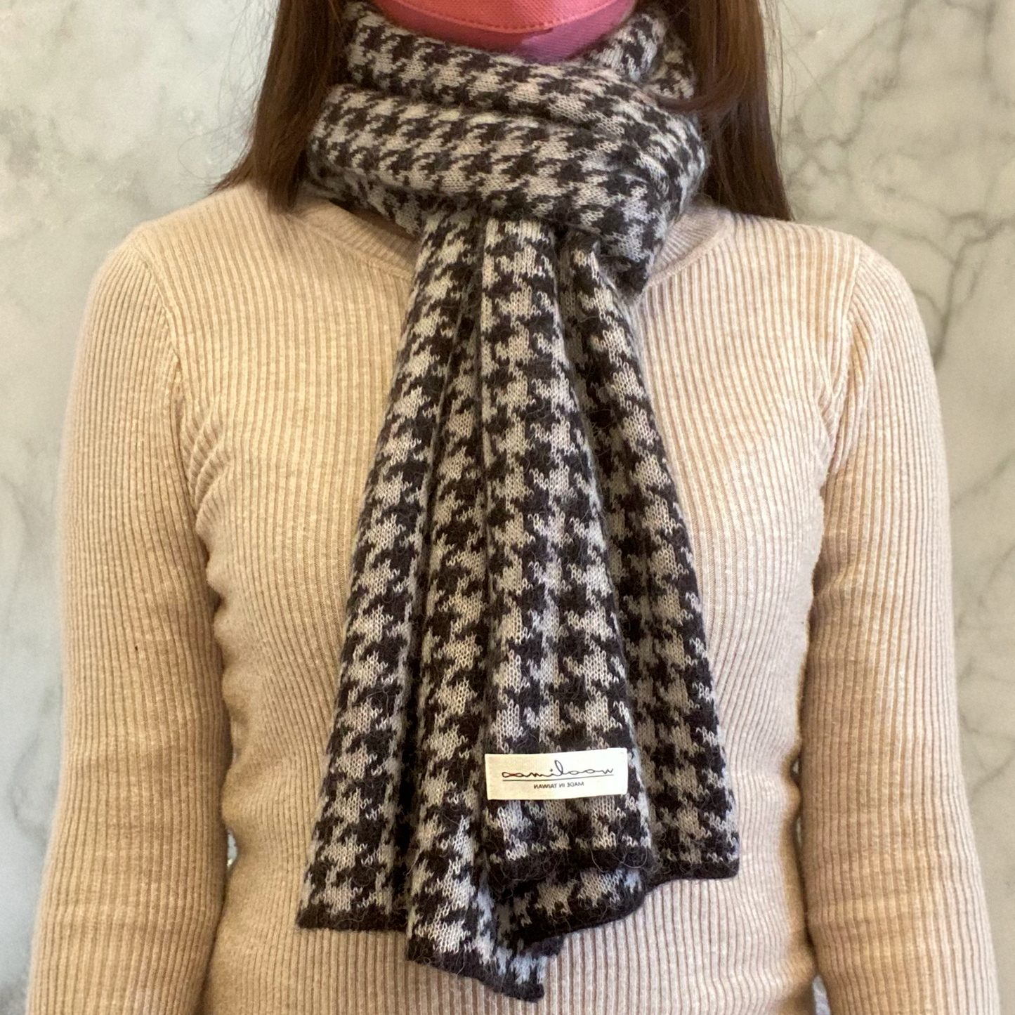 Apricity Alpaca Merino houndstooth scarf 千鳥格圍巾（小格紋）