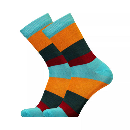 Swans merino wool striped sock-turquoise